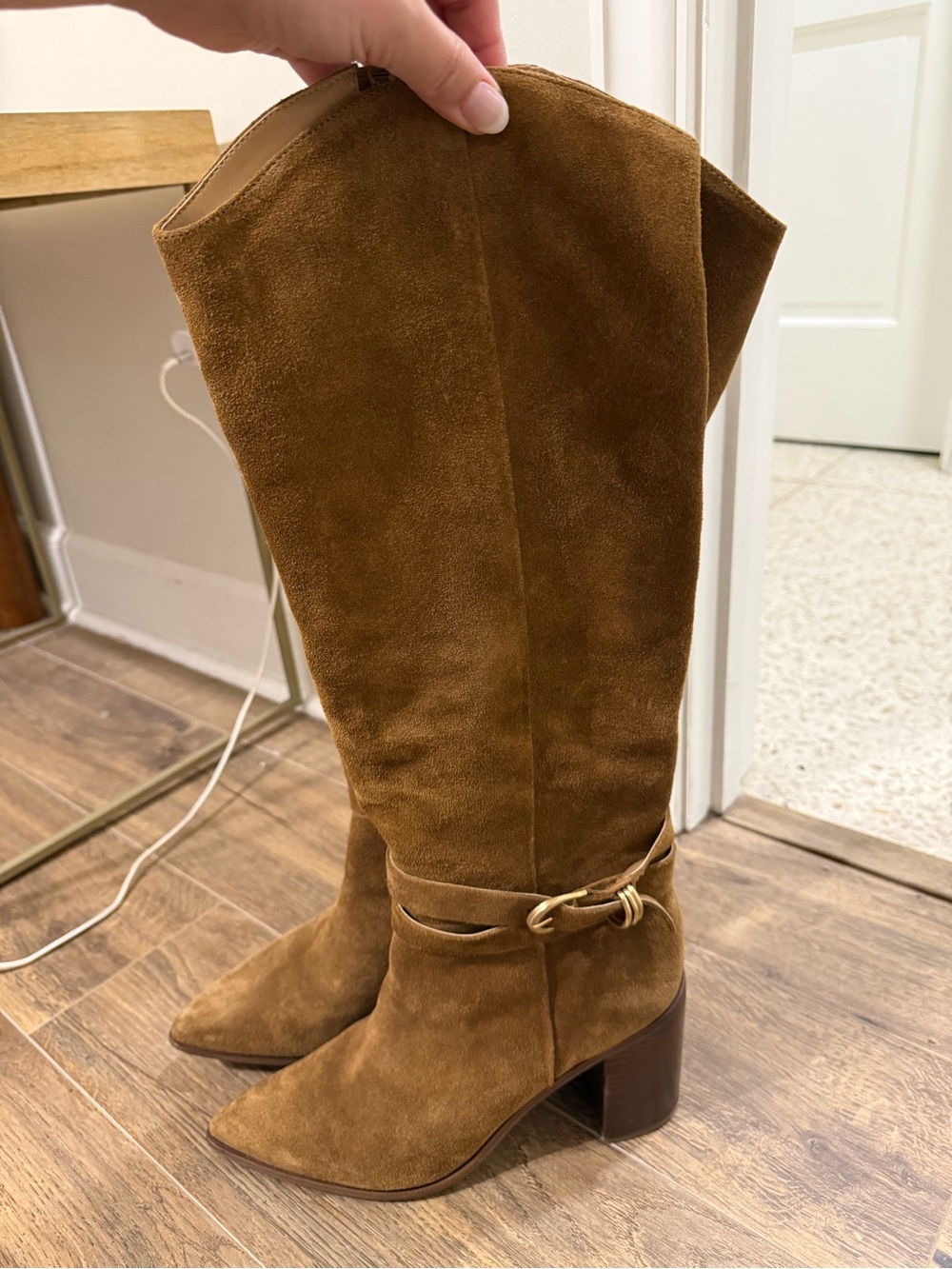 Dolce Vita Cognac Suede Knee-High Block Heel Boots